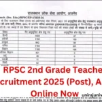 RPSC 2nd Grade Teacher Recruitment 2025 (Post), Apply Online Now