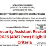 IB Security Assistant Recruitment 2025 Notification Released